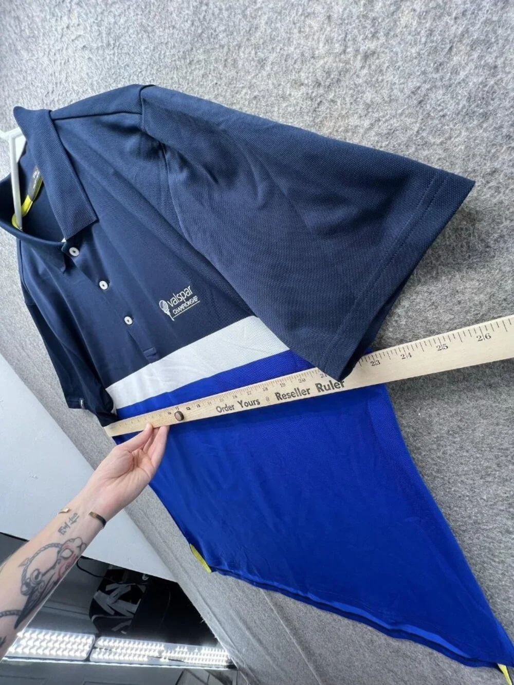 RLX Ralph Lauren Polo Shirt Men Large Blue Colorblock Valspar Championship Golf